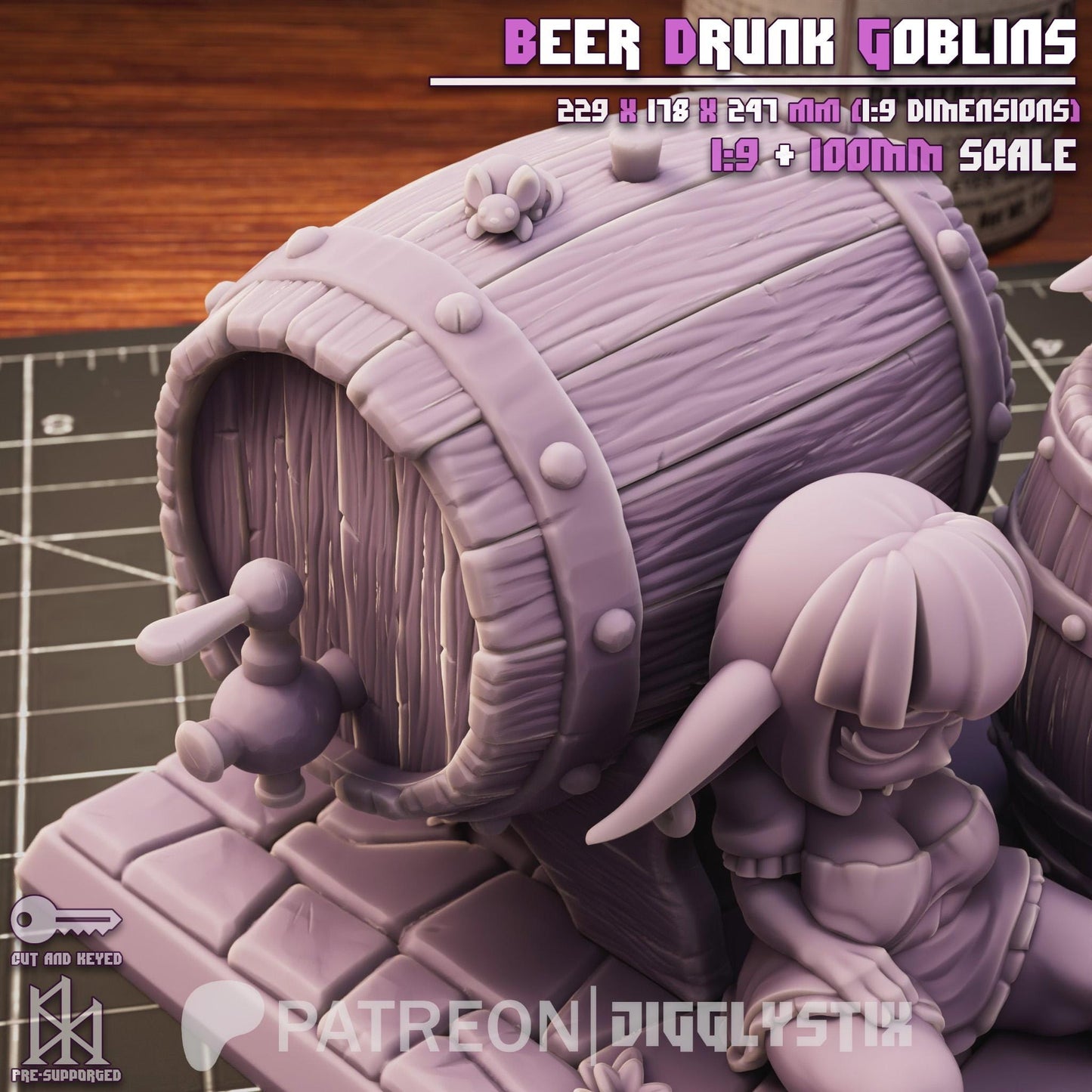 Beer Drunk Goblins Miniature Diorama - by Jigglystix