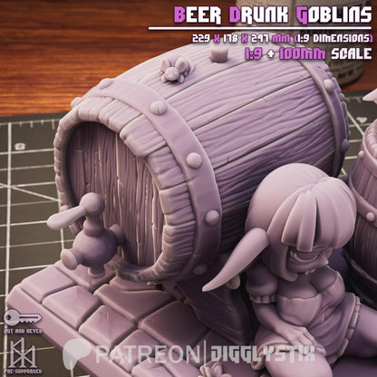 Beer Drunk Goblins Miniature Diorama - by Jigglystix