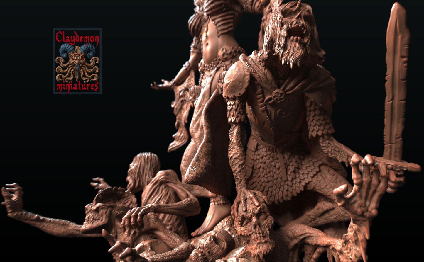 Necromancer Queen Diorama Miniature - by Claydemon Miniatures