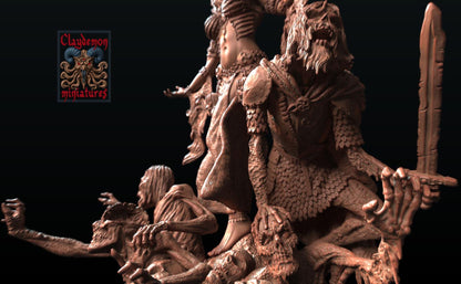 Necromancer Queen Diorama Miniature - by Claydemon Miniatures