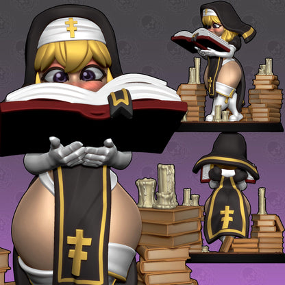 Little Clergy Book Loving Nun Miniature - by Jigglystix