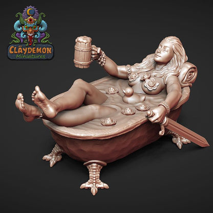 Auria the Bathing Woman Miniature - by Claydemon Miniatures