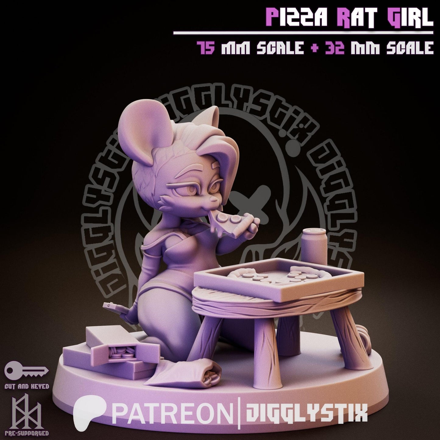 Pizza Rat Girl Miniature - by Jigglystix