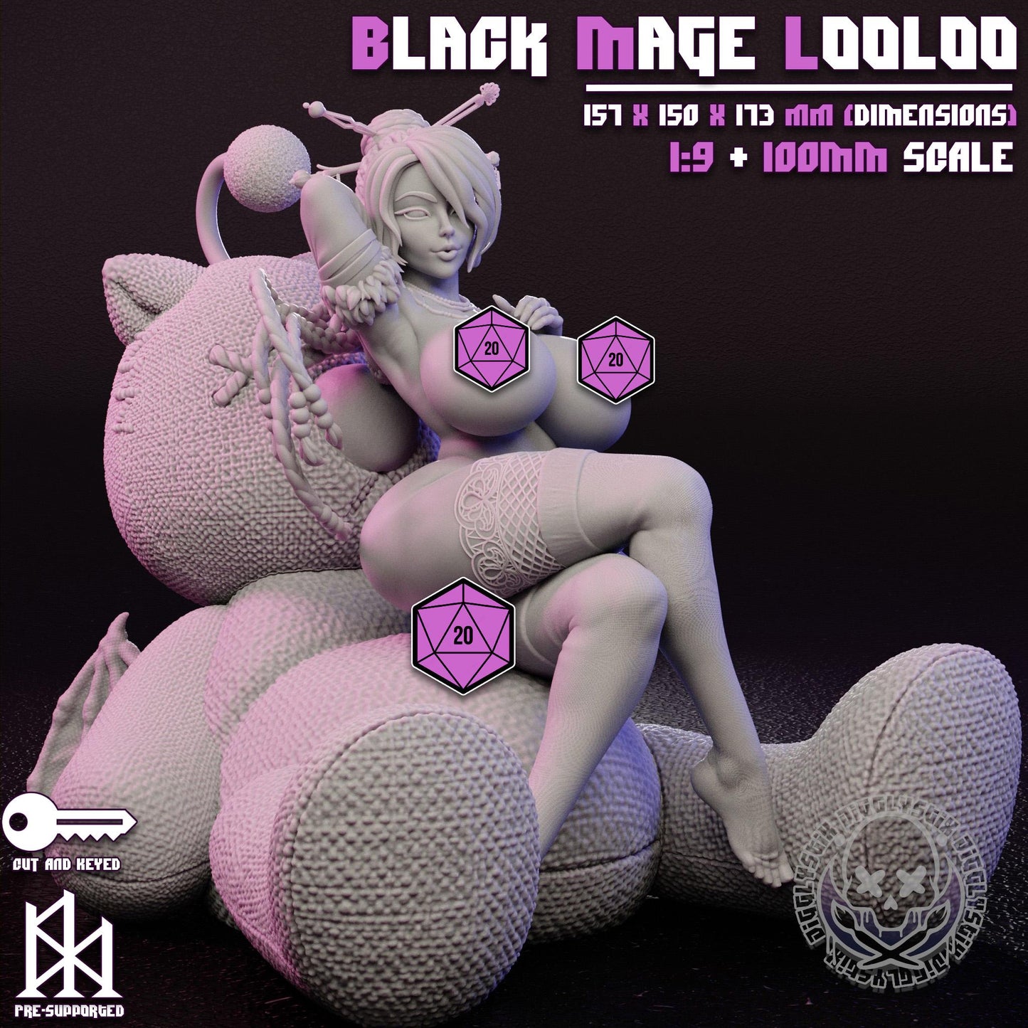 Black Mage Looloo Miniature - by Jigglystix