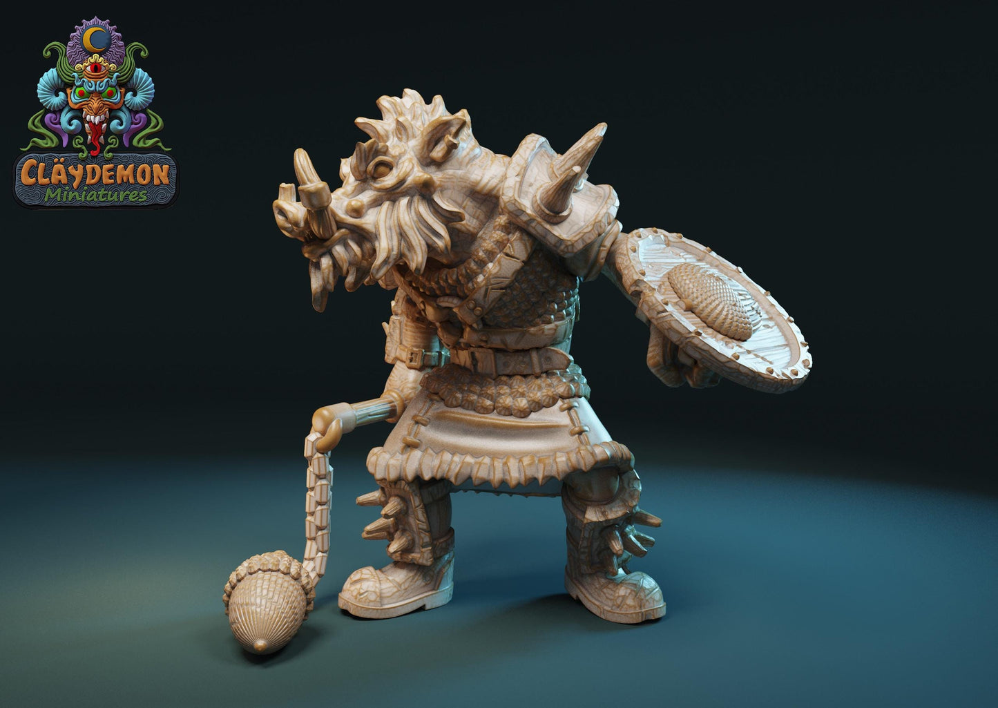 Boar Warrior Beastman Miniature - by Claydemon Miniatures