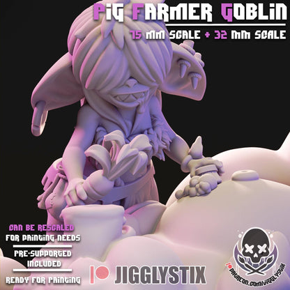 Pig Farmer Goblin Girl Miniature - by Jigglystix