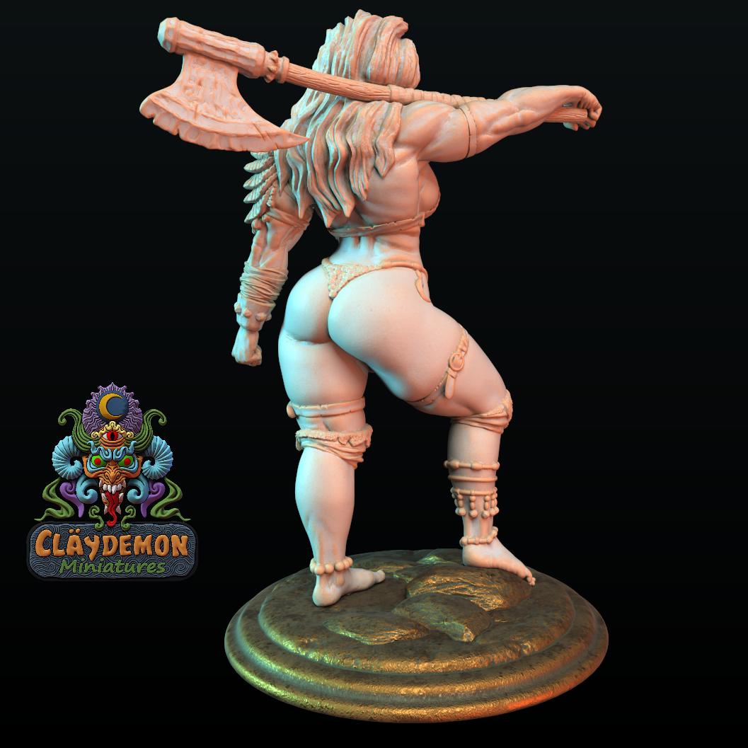 Vernina the Skullcrusher Warrior Woman Miniature - by Claydemon Miniatures