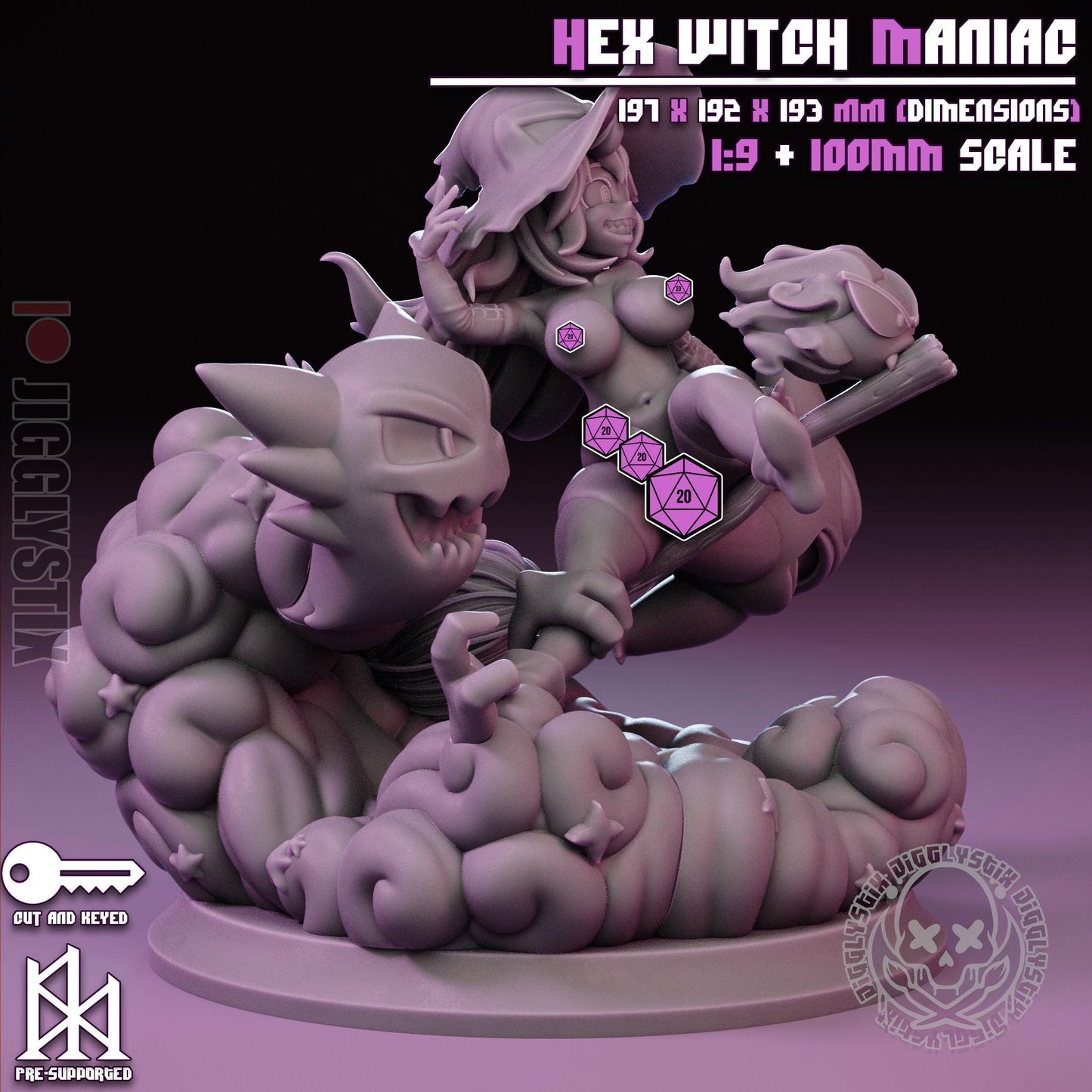 Hex Witch Maniac Miniature - by Jigglystix