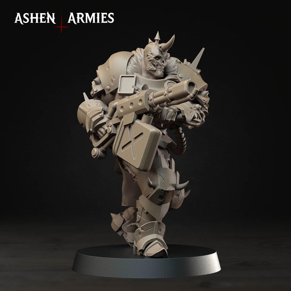 Hellbound Apostasy Anointed Heavy Infantry Flamethrower 02 Miniature - Ashen Armies by Bite the Bullet