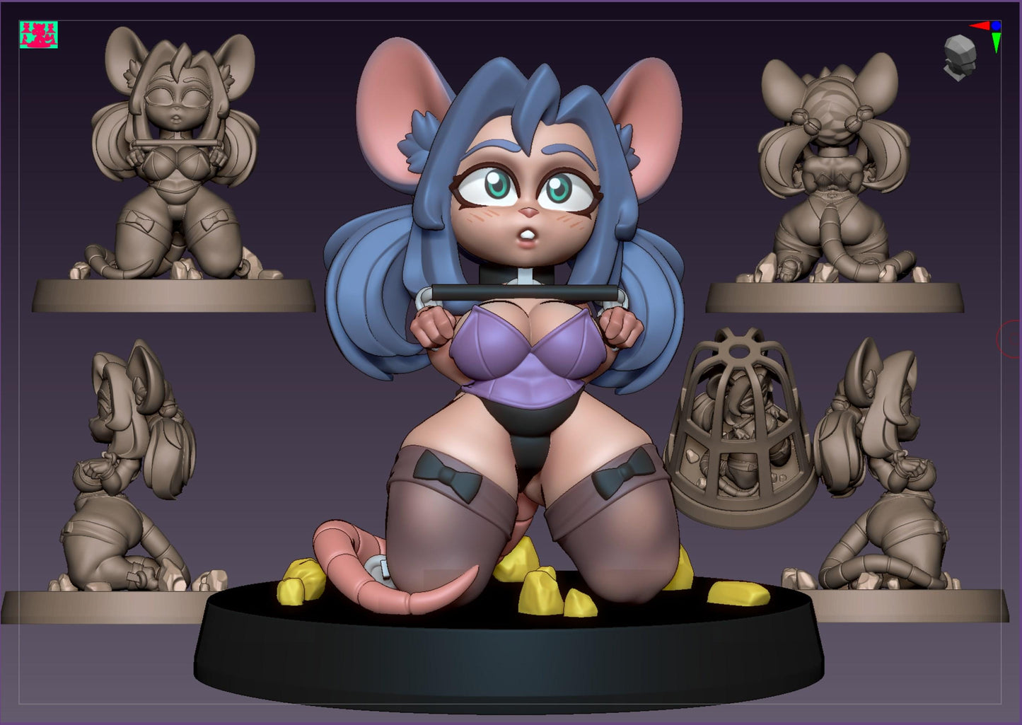 Cage Trap Mouse Girl Miniature - by Jigglystix
