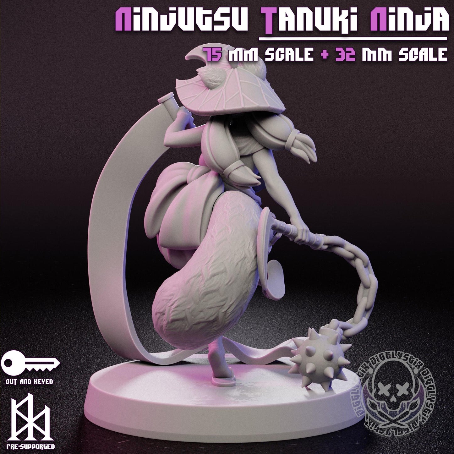 Ninjutsu Tanuki Ninja Miniature - by Jigglystix