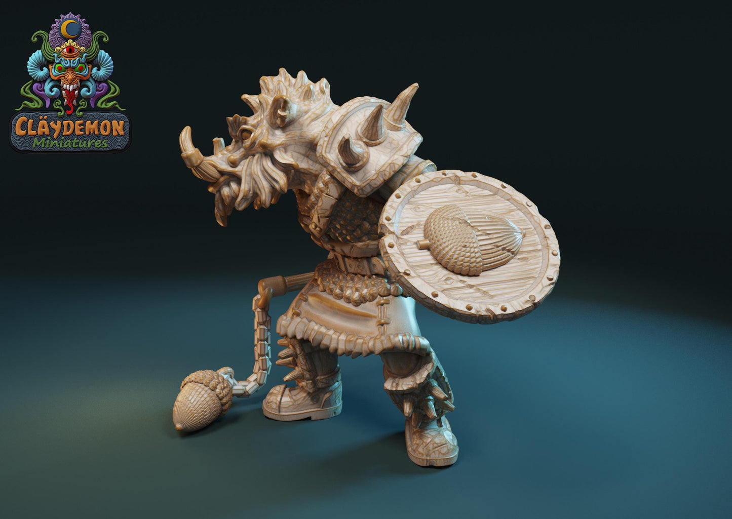 Boar Warrior Beastman Miniature - by Claydemon Miniatures