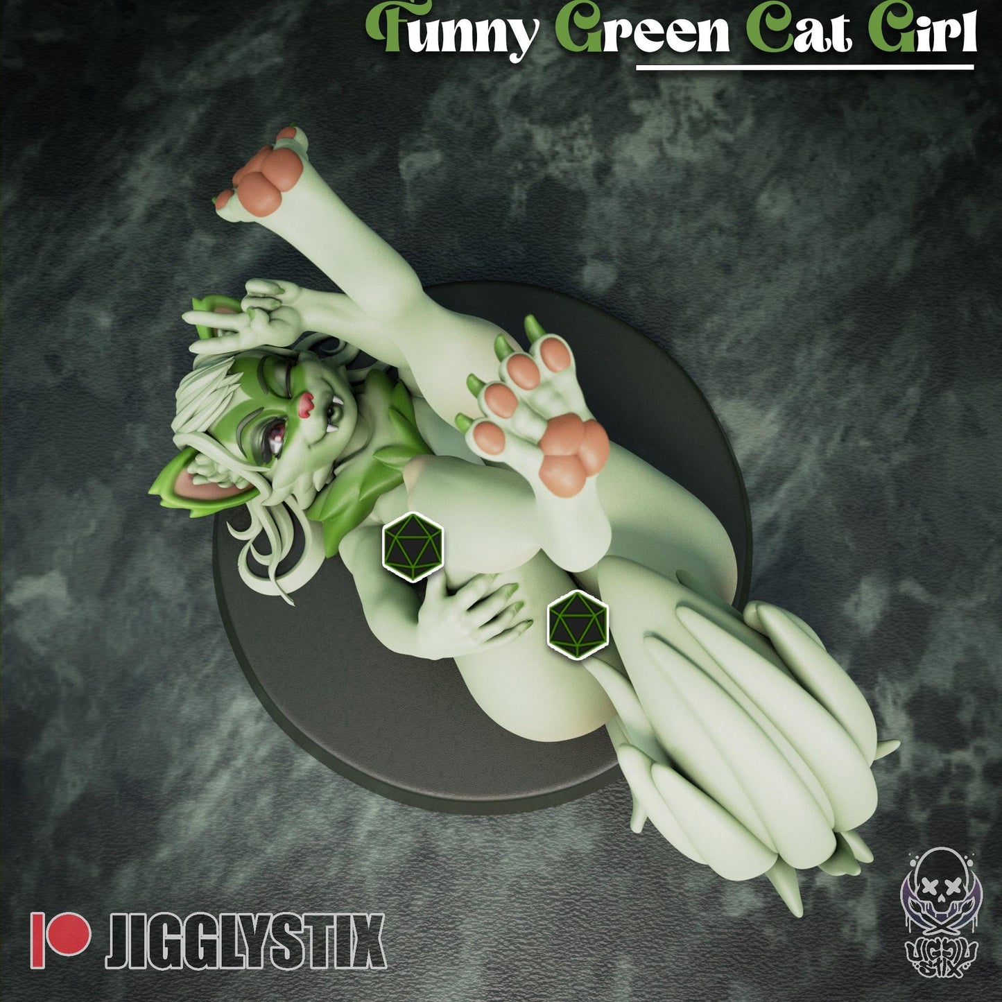Funny Green Cat Girl Miniature - by Jigglystix