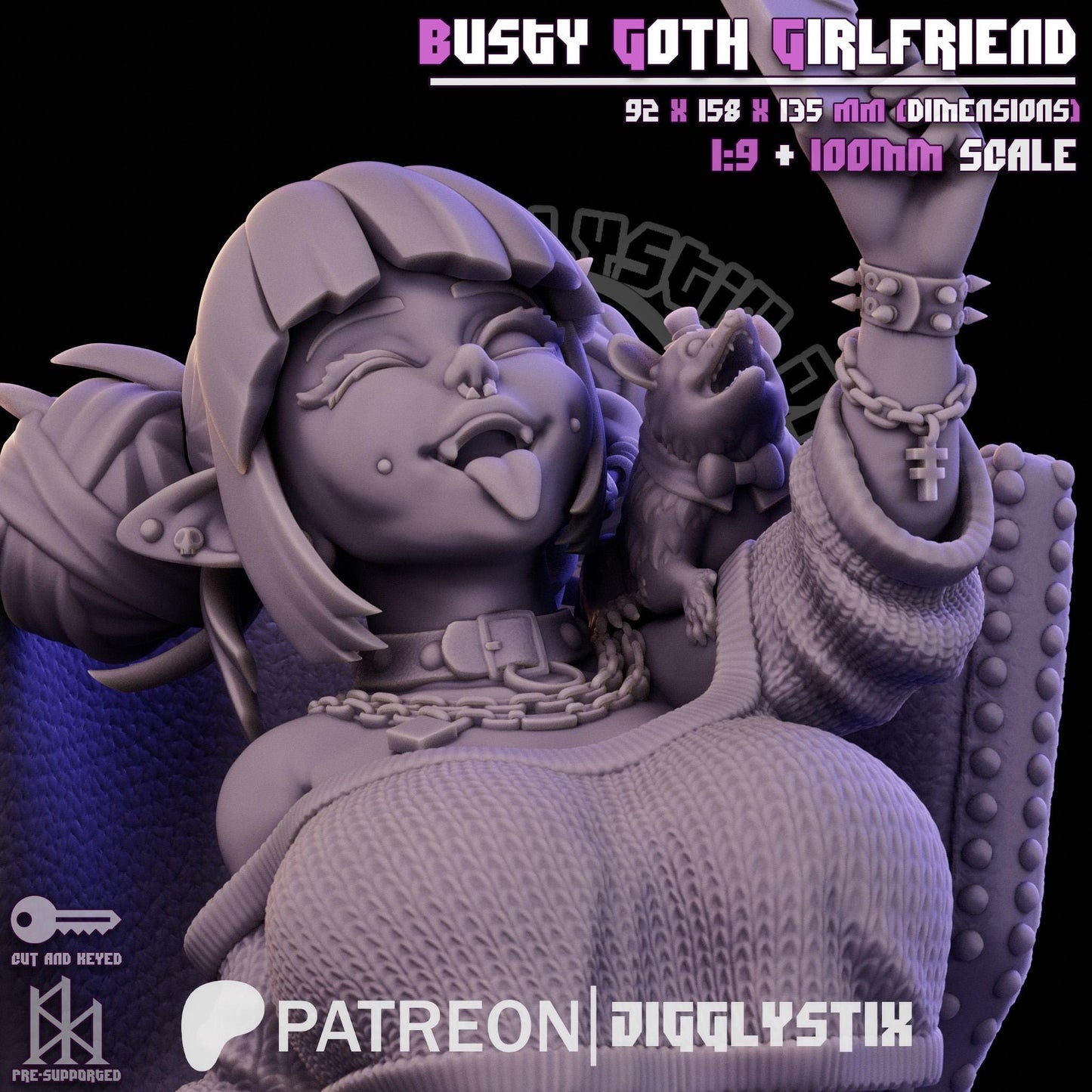 Busty Goth Girlfriend Miniature - by Jigglystix