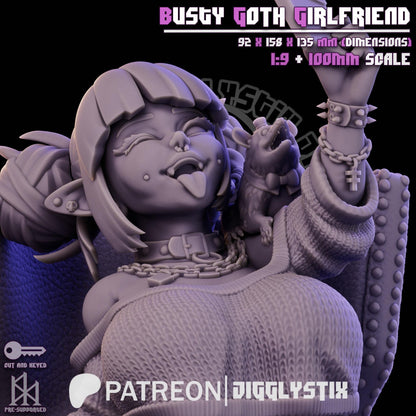 Busty Goth Girlfriend Miniature - by Jigglystix