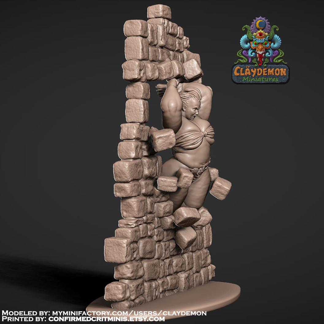Wallbreaker Woman Miniature - by Claydemon Miniatures
