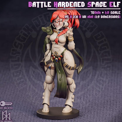 Battle Hardened Space Elf Miniature - by Jigglystix