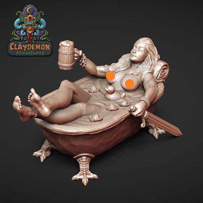 Auria the Bathing Woman Miniature - by Claydemon Miniatures
