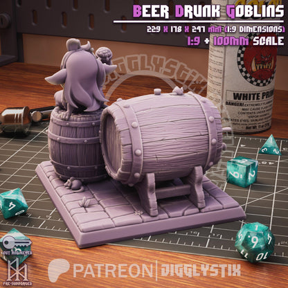 Beer Drunk Goblins Miniature Diorama - by Jigglystix