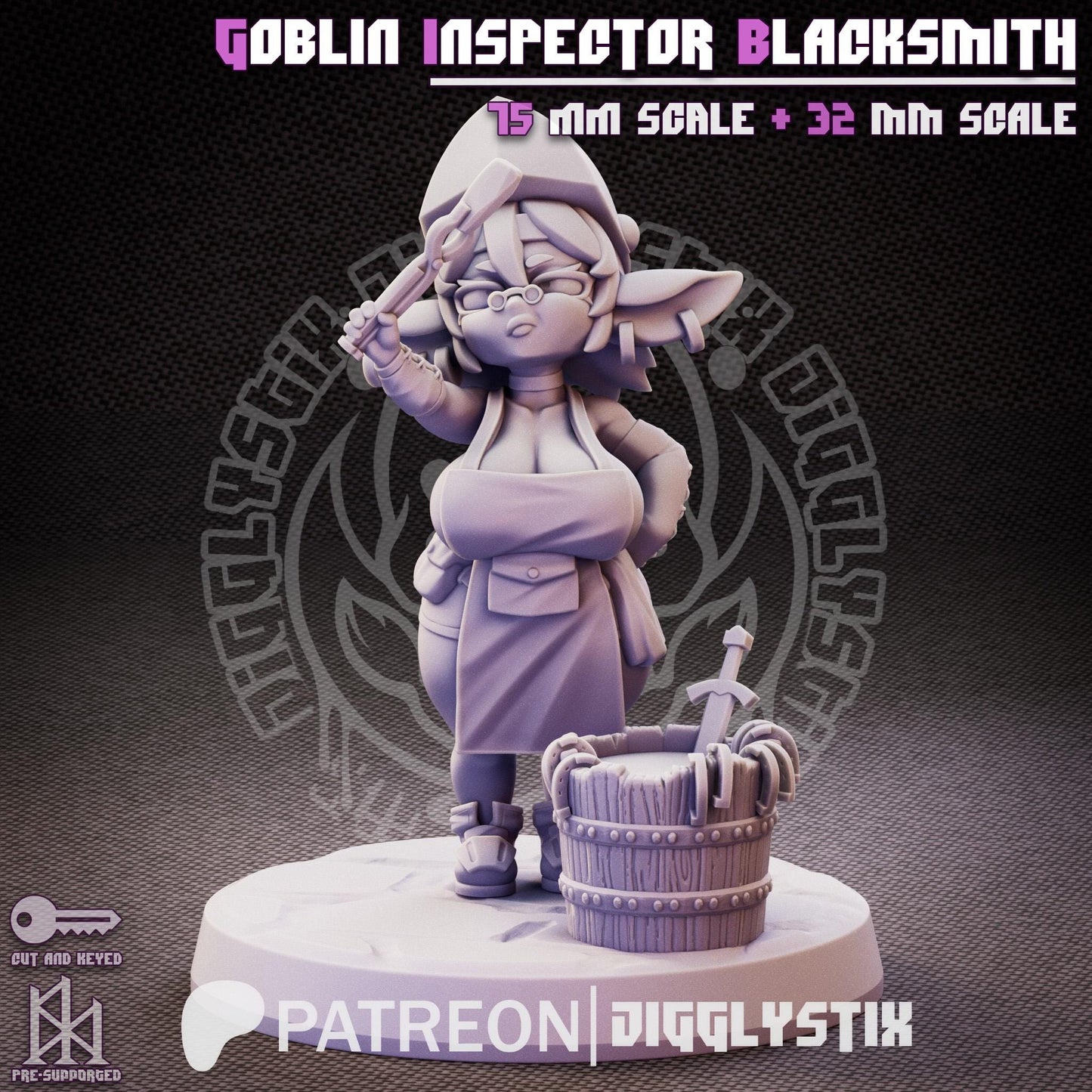 Goblin Inspector Blacksmith Miniature - by Jigglystix
