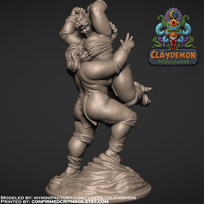 The Wrestlers Women Miniature - by Claydemon Miniatures