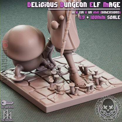 Delicious Dungeon Elf Mage Miniature - by Jigglystix