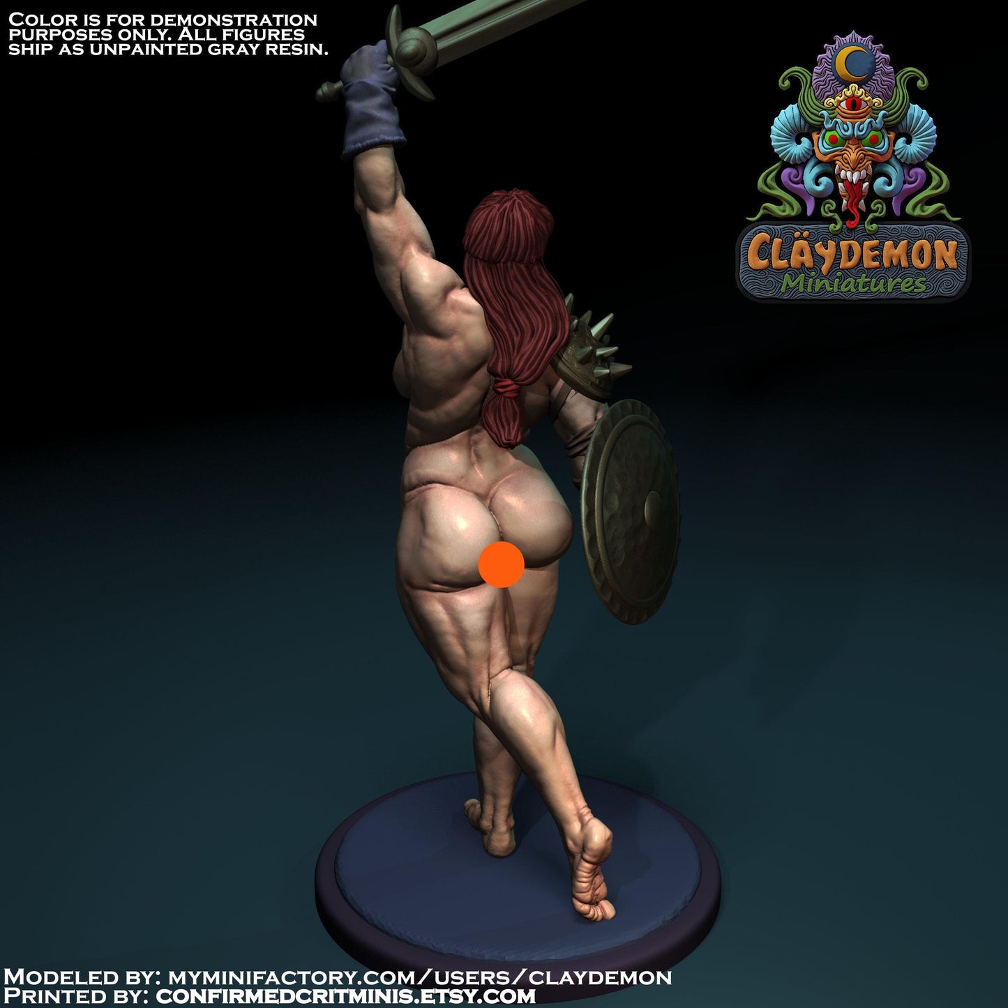 Cerise the Fantasy Champion Woman Miniature - by Claydemon Miniatures