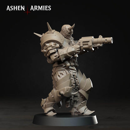 Hellbound Apostasy Anointed Heavy Infantry Grenade Launcher 02 Miniature - Ashen Armies by Bite the Bullet