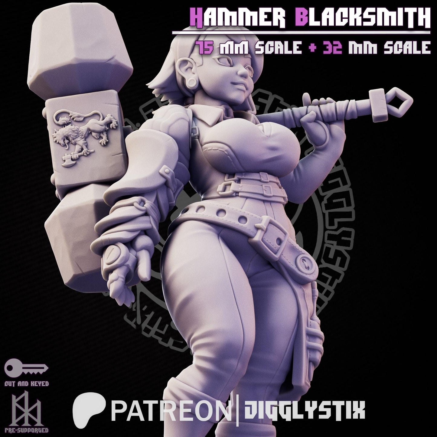 Hammer Blacksmith Miniature - by Jigglystix