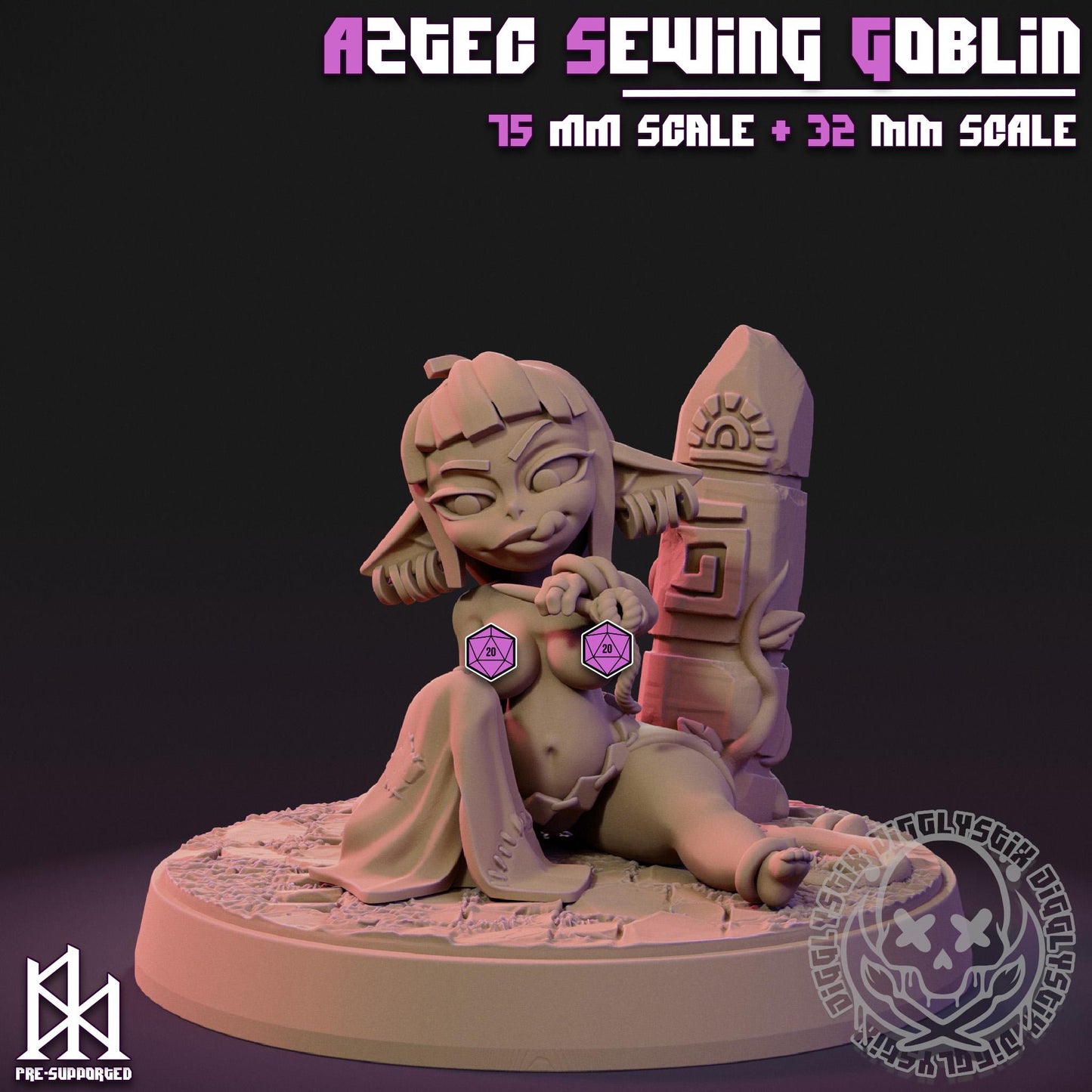 Aztec Sewing Goblin Miniature - by Jigglystix