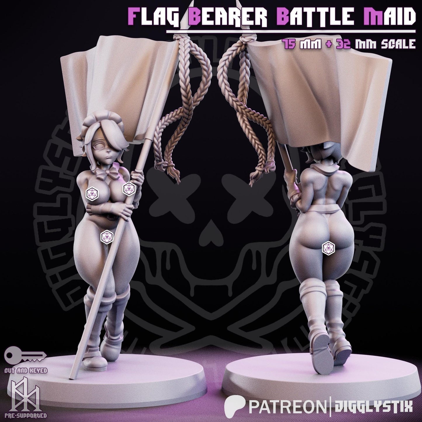 Flag Bearer Battle Maid Miniature - by Jigglystix