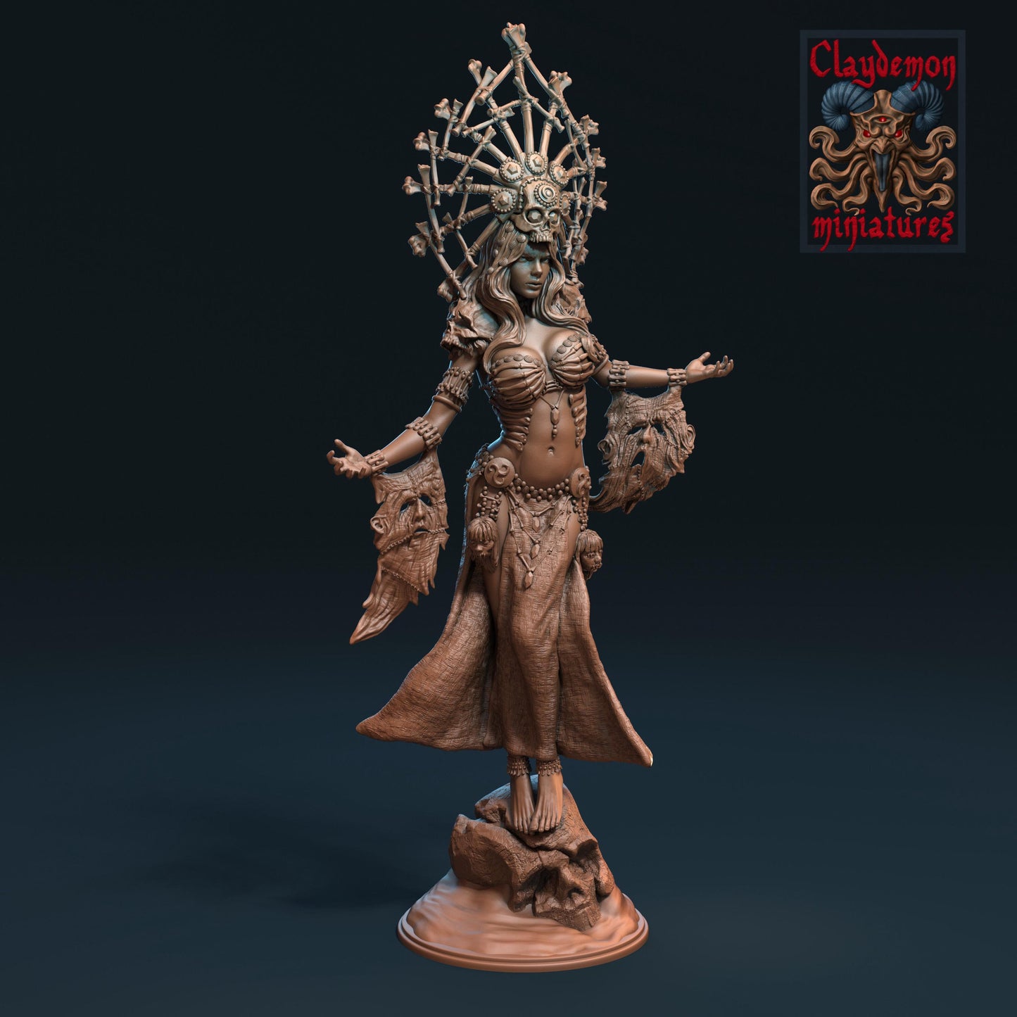Necromancer Queen Diorama Miniature - by Claydemon Miniatures