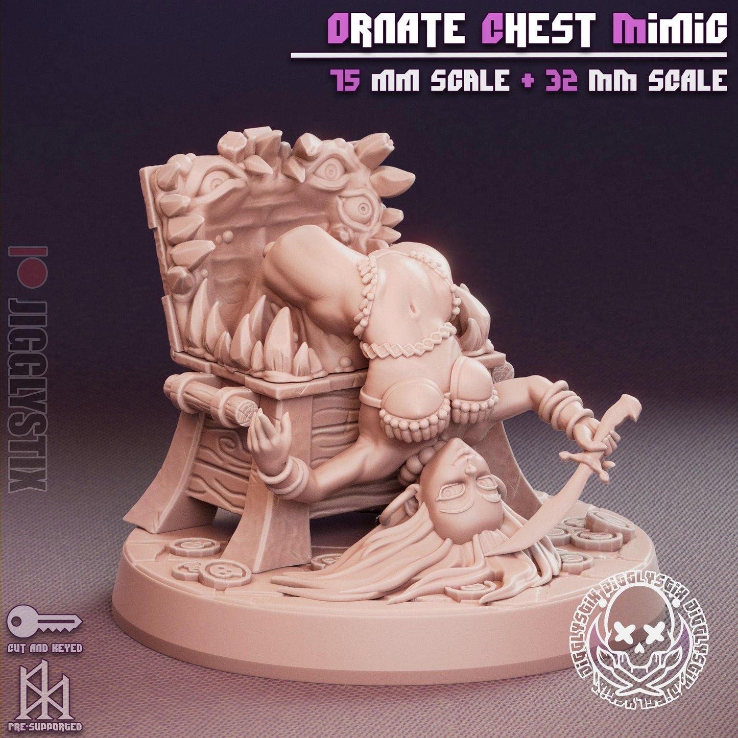 Ornate Chest Mimic Miniature - by Jigglystix