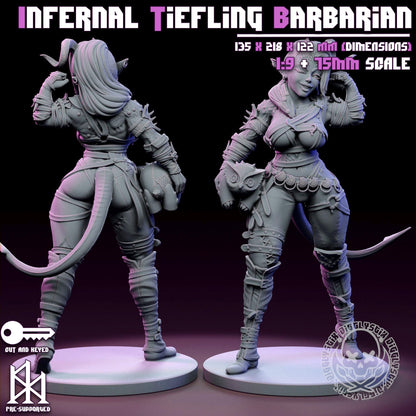 Infernal Tiefling Barbarian Miniature - by Jigglystix