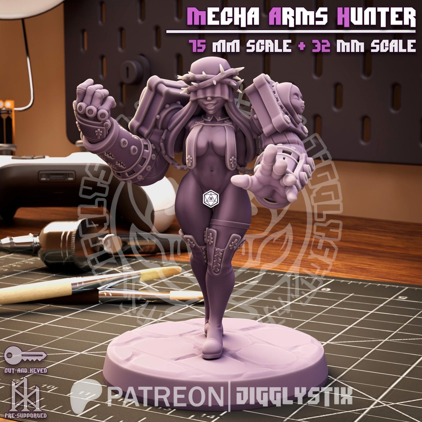 Twin Blade Hunter Miniature - by Jigglystix