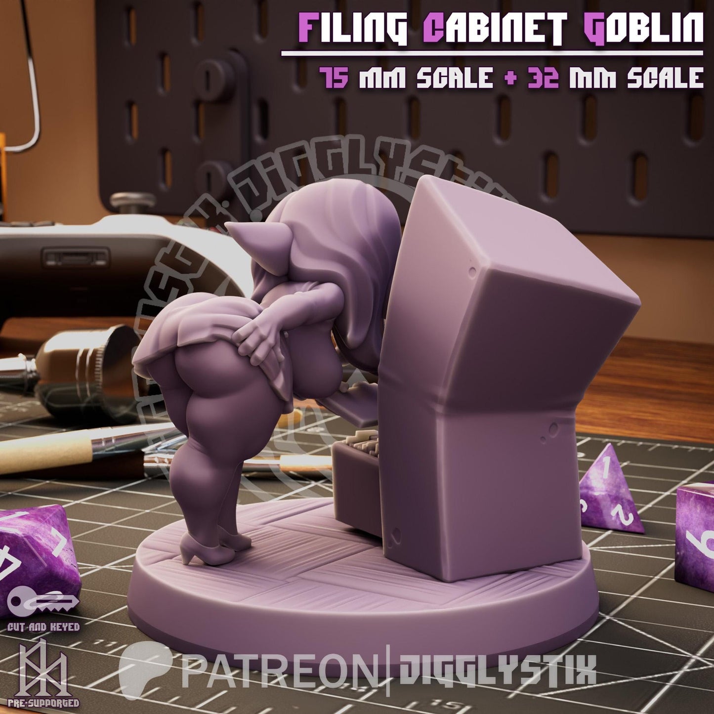 Filing Cabinet Goblin Miniature - by Jigglystix