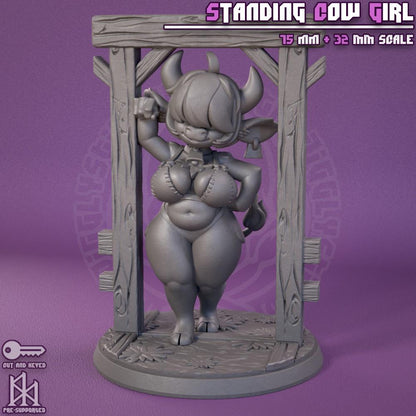 Cow Girl Standing Miniature - by Jigglystix