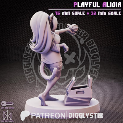 Playful Catgirl Alicia Miniature - by Jigglystix