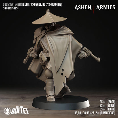 Holy Shogunate Sniper Priest Miniature - Ashen Armies by Bite the Bullet