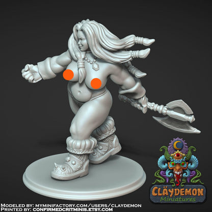 Berka the Dwarf Warrior Woman Miniature - by Claydemon Miniatures