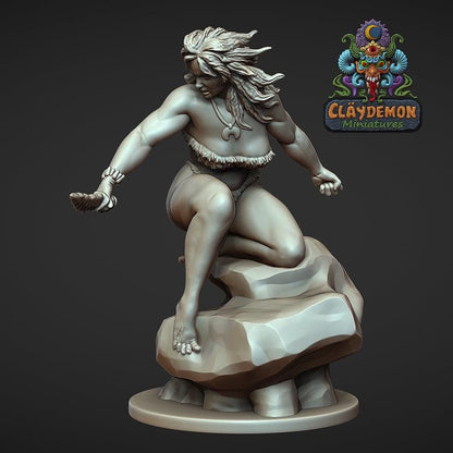 Mirvhi the Tribal Warrior Woman Miniature - by Claydemon Miniatures