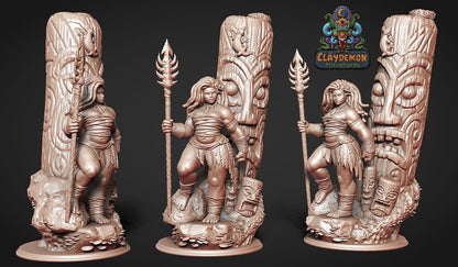 Tehana the Island Warrior Woman Miniature - by Claydemon Miniatures