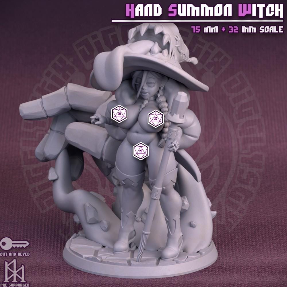 Thicc Hand Summon Witch Miniature - by Jigglystix