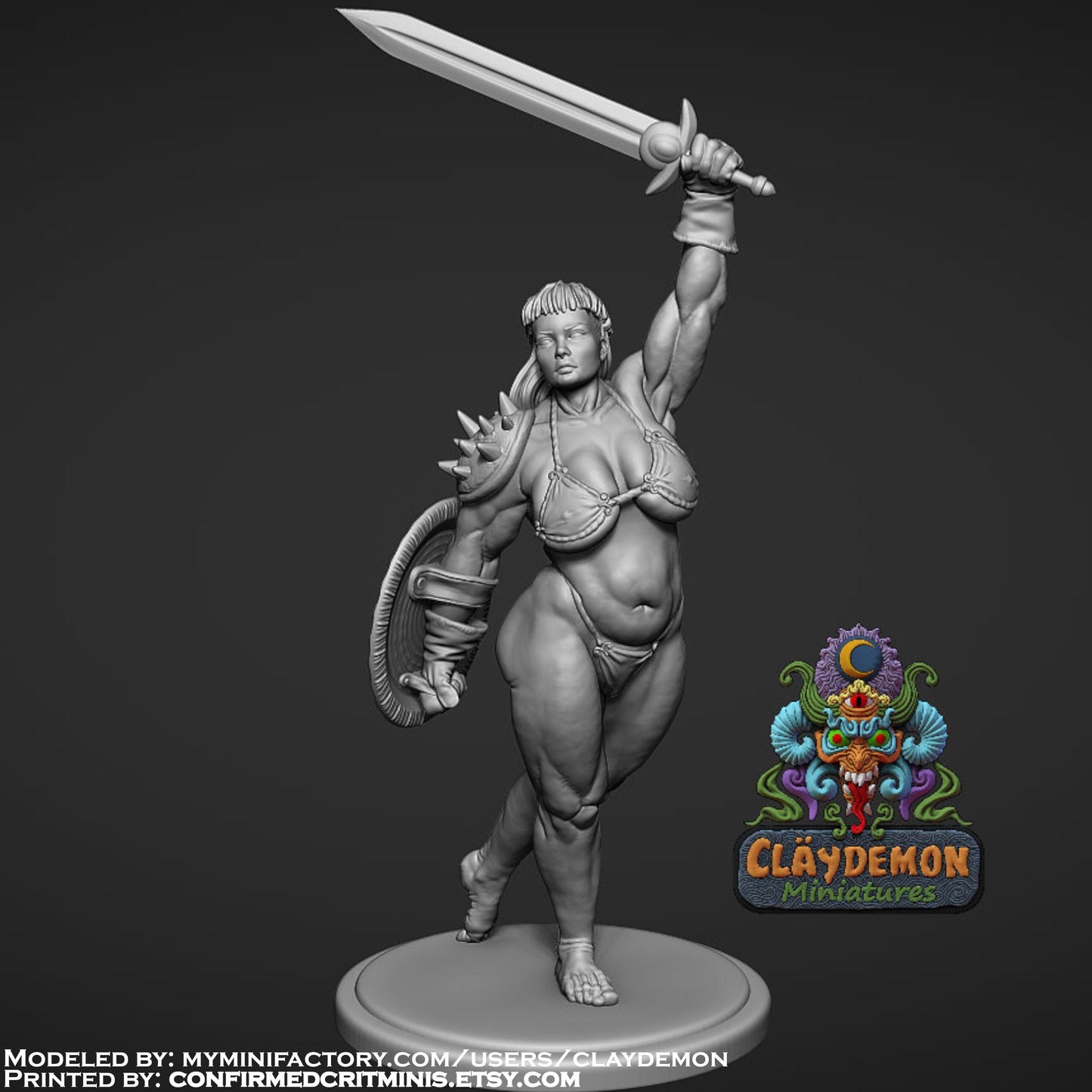 Cerise the Fantasy Champion Woman Miniature - by Claydemon Miniatures