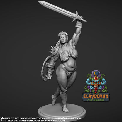 Cerise the Fantasy Champion Woman Miniature - by Claydemon Miniatures