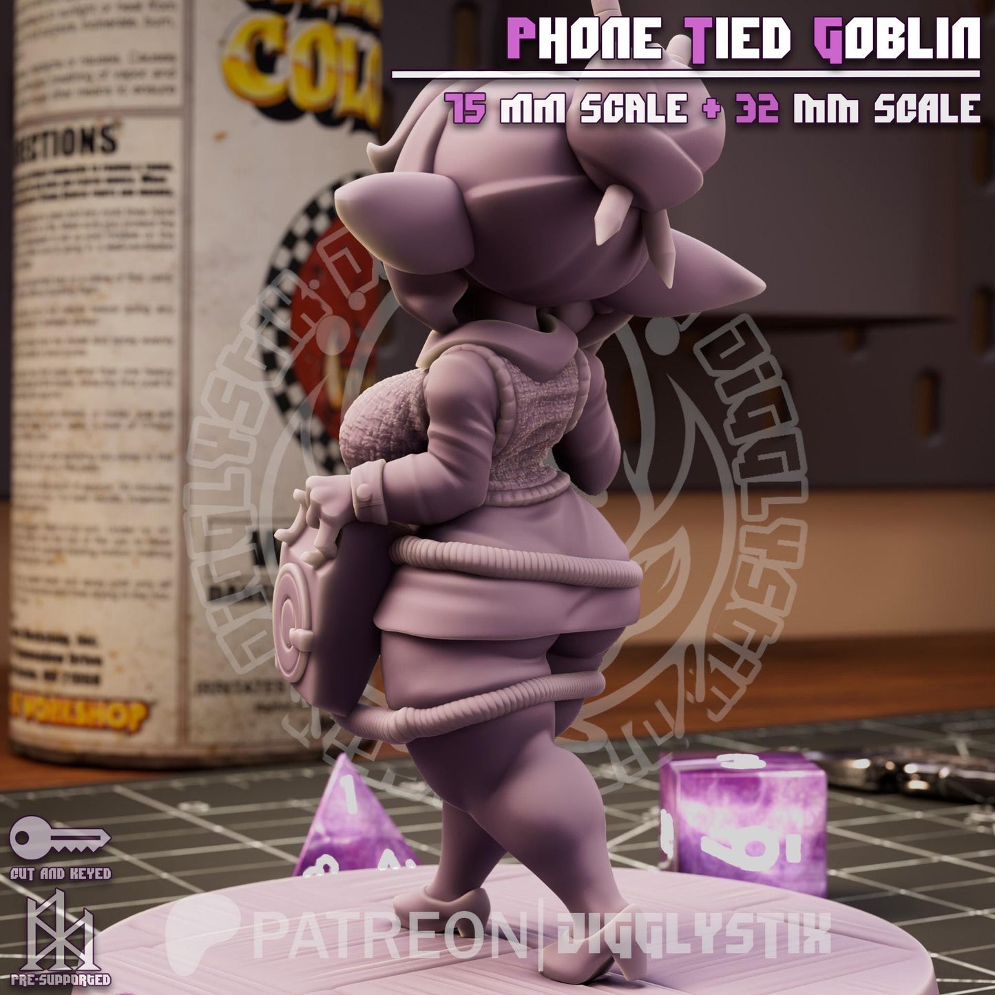 Phone Tied Goblin Miniature - by Jigglystix