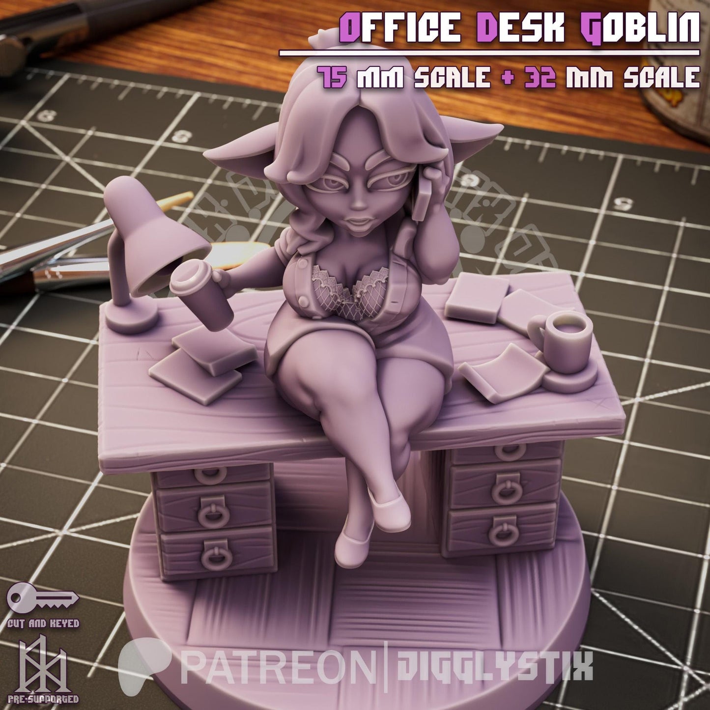 Office Desk Goblin Miniature - by Jigglystix