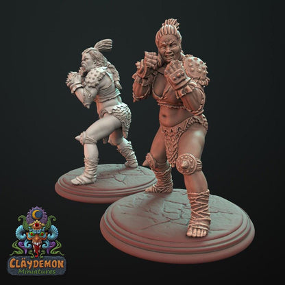 The Earthquake Brawler Woman Miniature - by Claydemon Miniatures