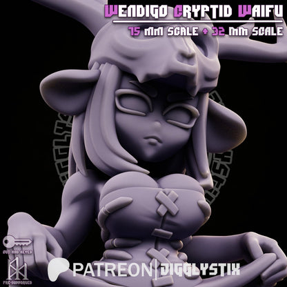 Wendigo Cryptid Waifu Miniature - by Jigglystix