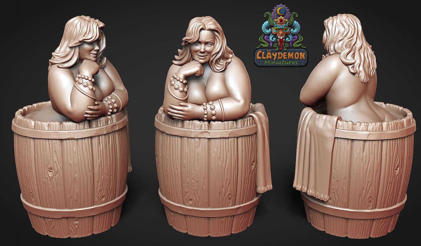 Tana the Bathing Woman Miniature - by Claydemon Miniatures
